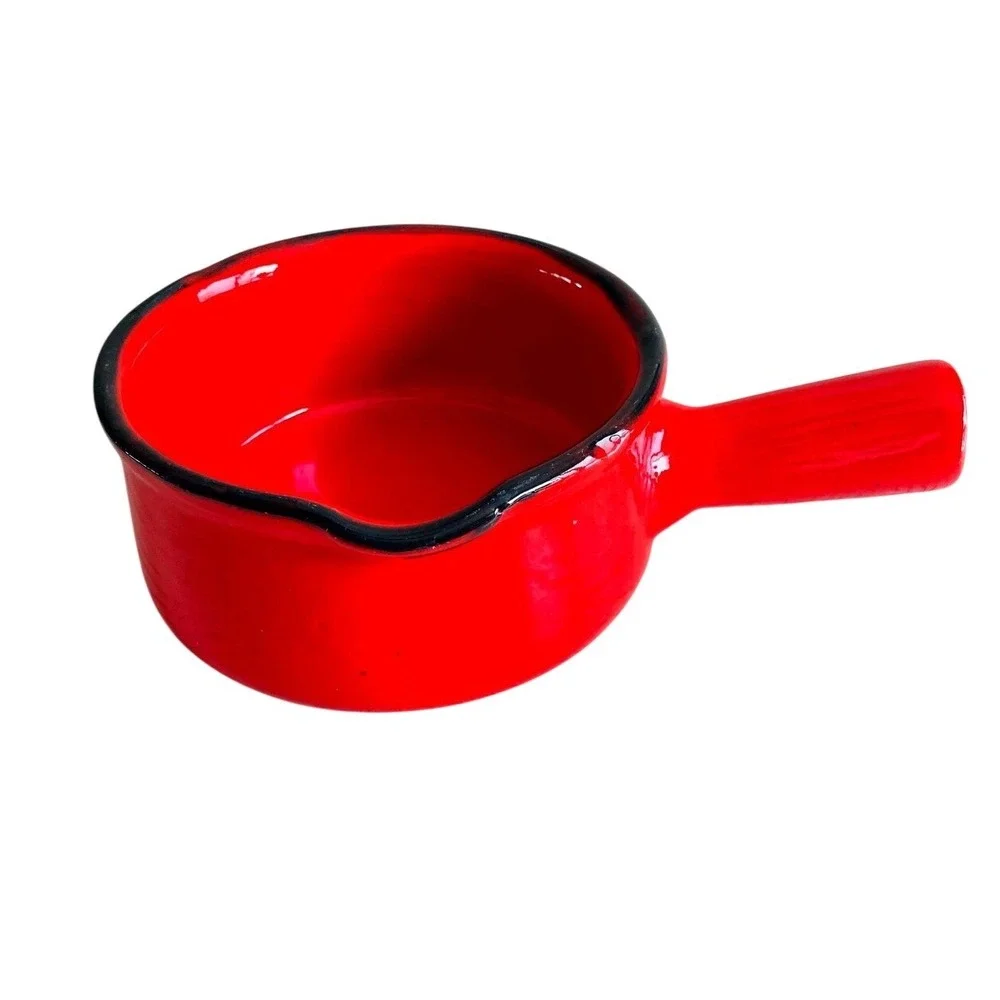 Vintage‎ Mid-Century Red Ceramic Butter Warmer with Hollow Handle